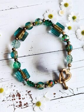 Boho Aqua Costume Jewelry Bracelet